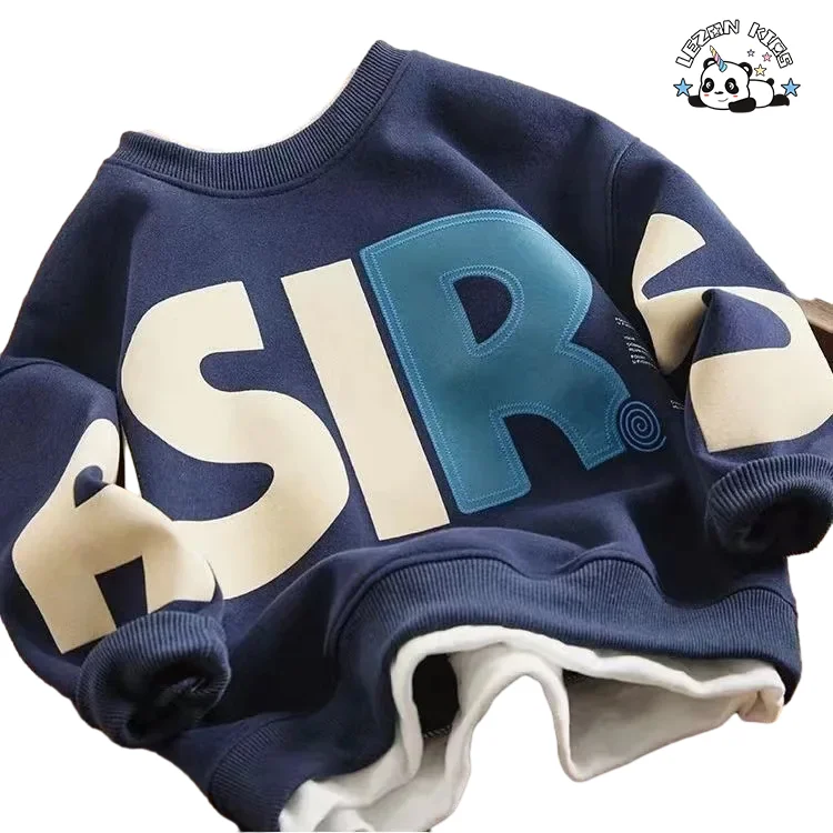 LEZONKIDS - Conjuntos de Roupas Esportivas de Alta Qualidade para Meninos com Pulôver de Manga Longa e Calças com Impressão de Letras